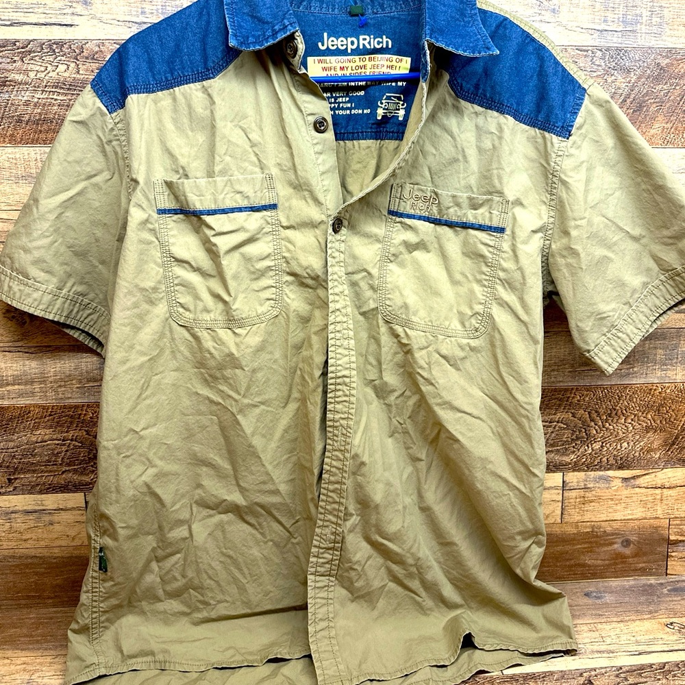 Jeep Rich Army Brow/denim Button-Up Closure Jacket Lightweight  Size-3XL Read